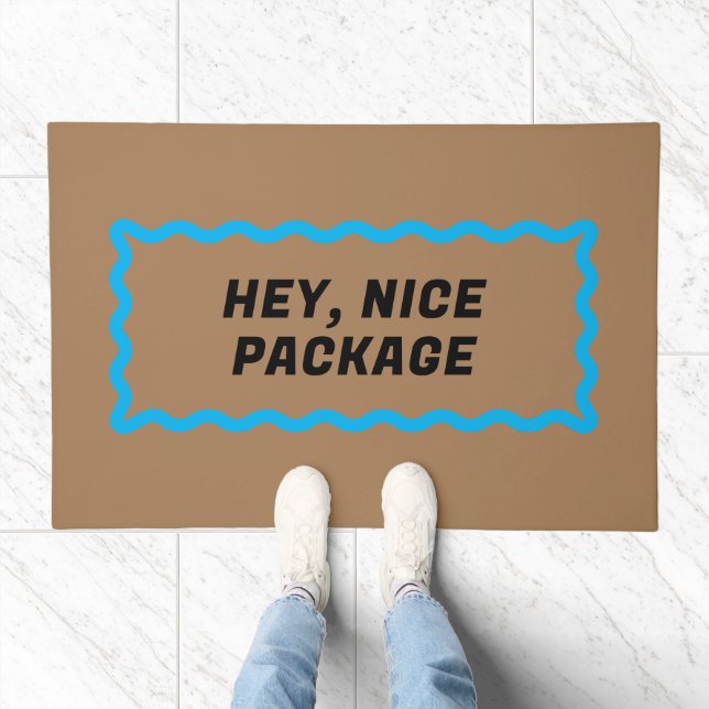 Brown and Blue Wavy Frame Nice Package Doormat (Indoor)