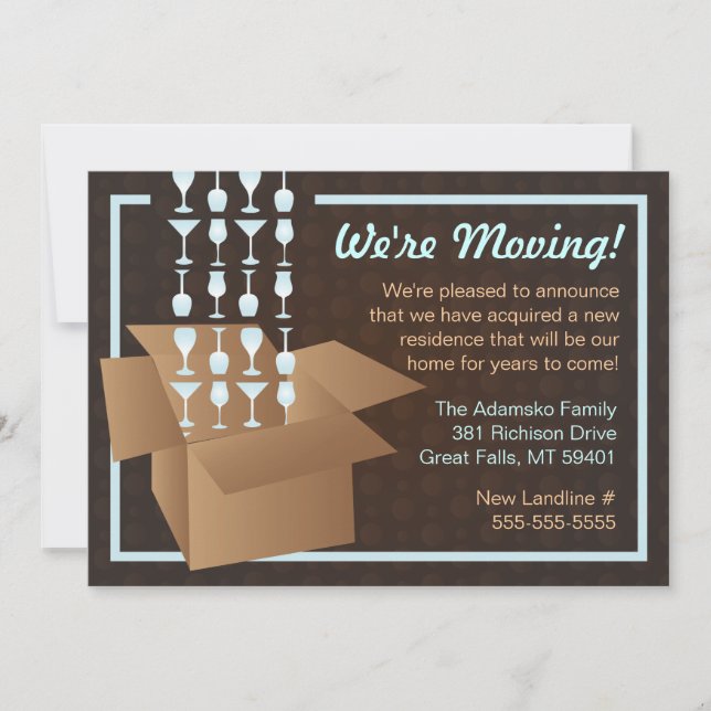 Brown and Blue We're Moving Packing Announcement (Front)