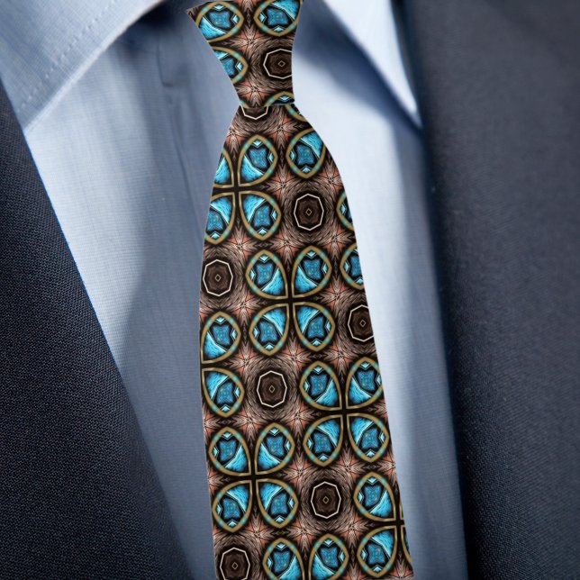 Brown and Blue X Pattern Necktie (Creator Uploaded)