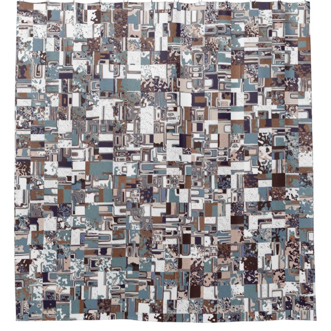 Brown And Blues Pattern Shower Curtain (Front)