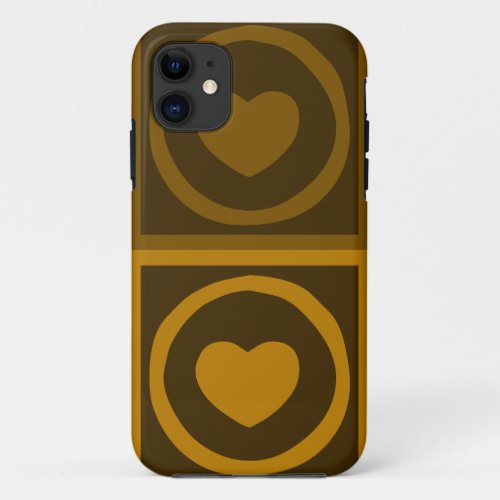 Brown and coffee color vintage hearts iphone case