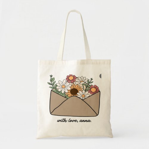 Brown And Colorful  Envelope With Flower Tote Bag 