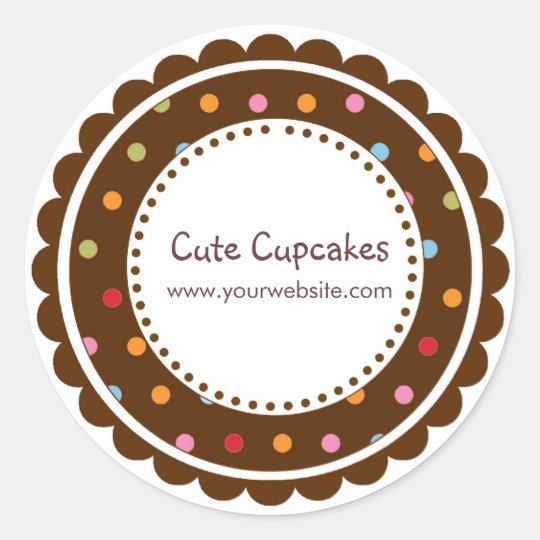 Brown and Colorful Polka Dots Classic Round Sticker