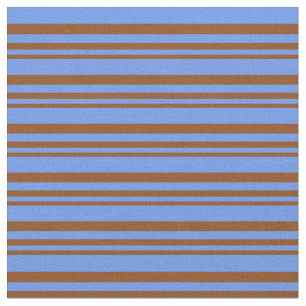 Brown and Cornflower Blue Colored Pattern Fabric