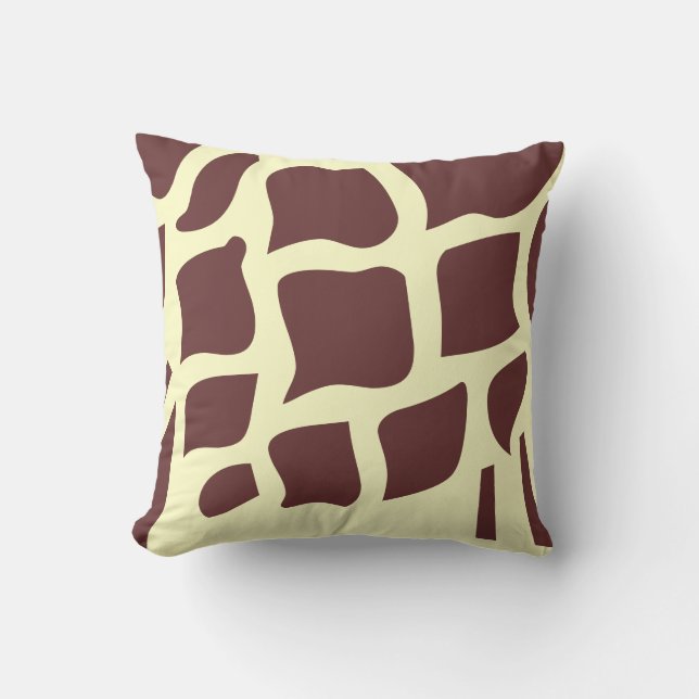 brown and cream abstract print throw pillow (Front)