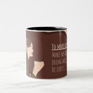 Brown and Cream Aesthetic Girl Coffee Wraparound Two-Tone Coffee Mug