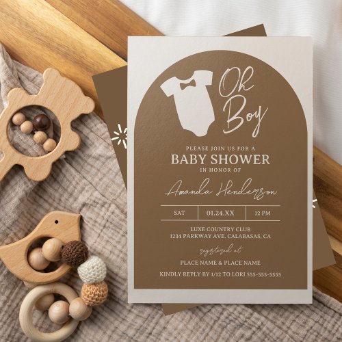 Brown and Cream Bow Tie Baby Shower Invitation