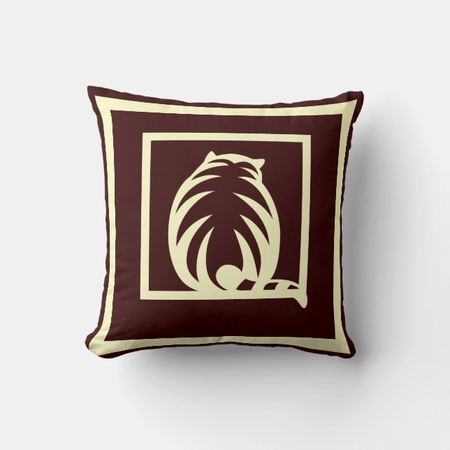 brown and cream CATS  modern  pillow (Front)