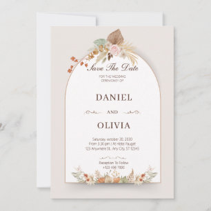 Brown And Cream Flower Watercolor  Invitation
