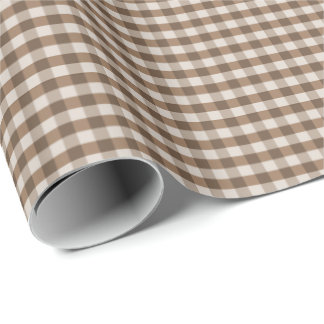 Brown and Cream Gingham Checkered Pattern Gift Wra Wrapping Paper