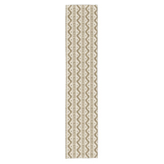 Brown and Cream Ikat, Banded Woven Stripe Short Table Runner
