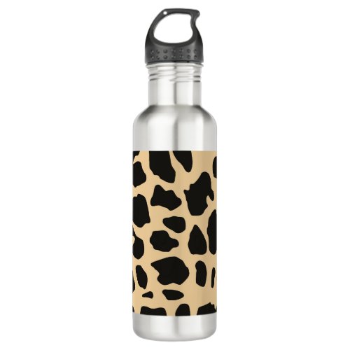 Brown and Cream Leopard Print Stainless Steel Water Bottle