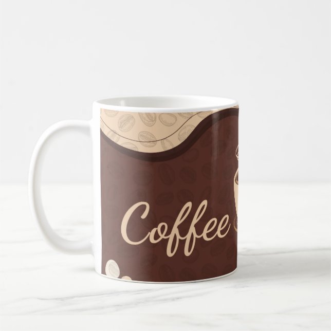 Brown and Cream Minimalist Coffee Time Coffee Mug (Left)