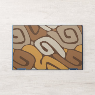 Brown and Cream Neutral Spiral Scroll Pattern HP Laptop Skin