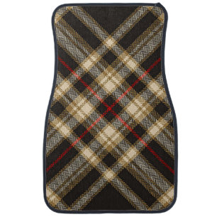 “Brown and Cream Plaid with Red Stripe” Car Floor Mat
