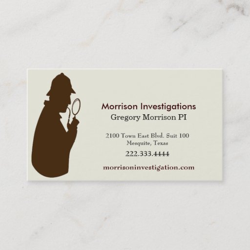 Customizable Brown and Cream Private Investigator Business Card