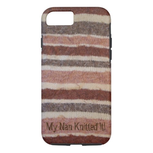 brown and cream retro knitted stripes fun iPhone 87 case