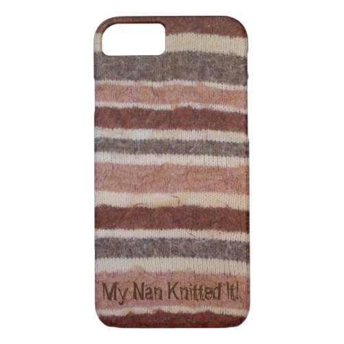 brown and cream retro knitted stripes fun iPhone 87 case