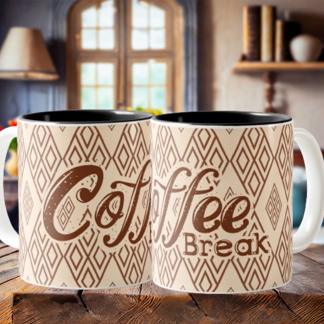Brown and Cream Simple Coffee Break Wraparound Mug (Creator Uploaded)