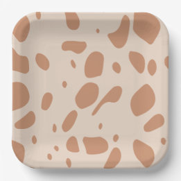 Brown and cream spotted paper plates