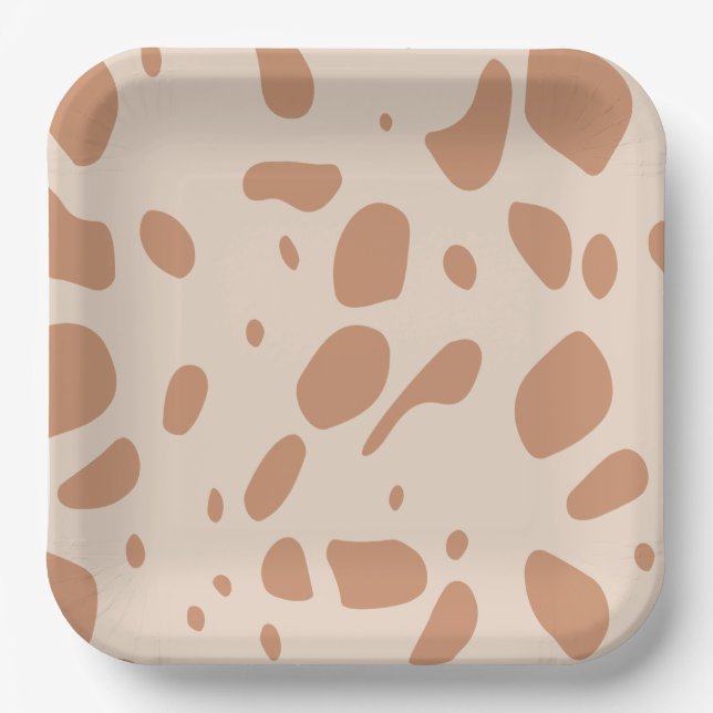 Brown and cream spotted  paper plates (Front)