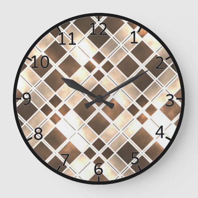 Brown And Cream Stained Glass Large Clock (Front)
