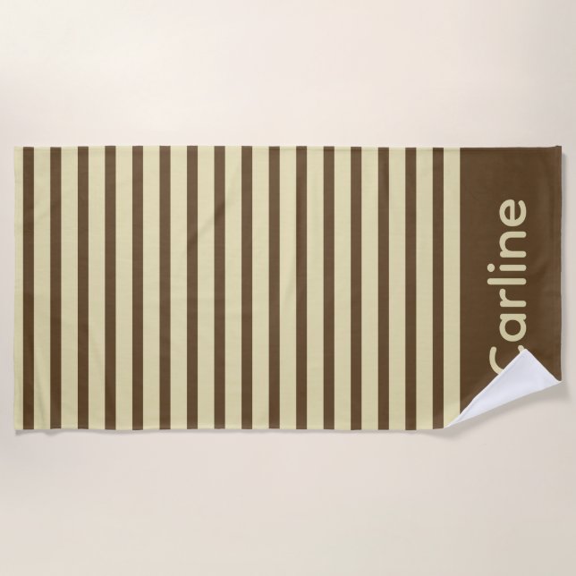 Brown and Cream Stripes Beach Towel (Front)