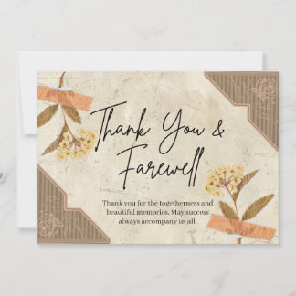 Brown and Cream Vintage Thank You Farewell Card