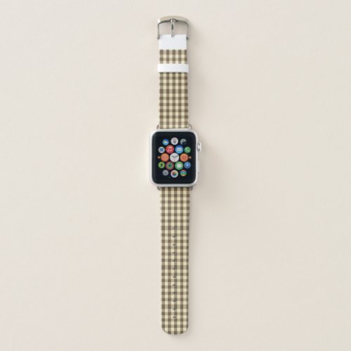 Brown and Cream White Check Plaid Apple Watch Band