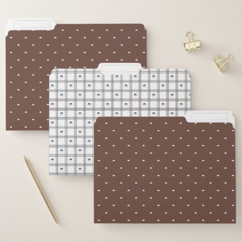 Brown and Cyan Half Circle Plaid Pattern File Folder