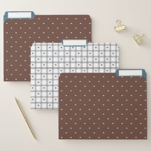 Brown and Cyan Half Circle Plaid Pattern File Folder