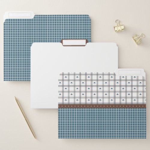 Brown and Cyan Half Circle Plaid Pattern File Folder