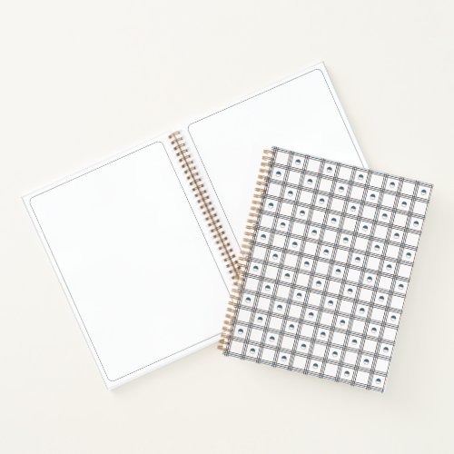 Brown and Cyan Half Circle Plaid Pattern Notebook