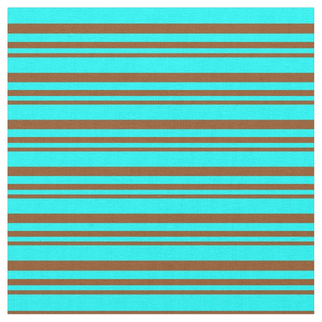 Brown and Cyan Pattern of Stripes Fabric (Close Up)