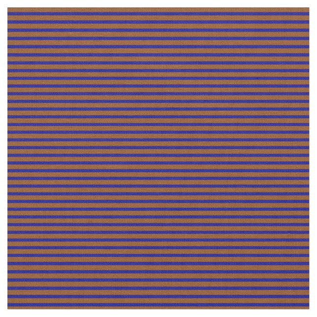 Brown and Dark Blue Striped/Lined Pattern Fabric (Close Up)