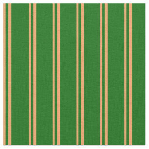 Brown and Dark Green Colored Striped Pattern Fabric