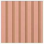 [ Thumbnail: Brown and Dark Salmon Colored Pattern of Stripes Fabric ]