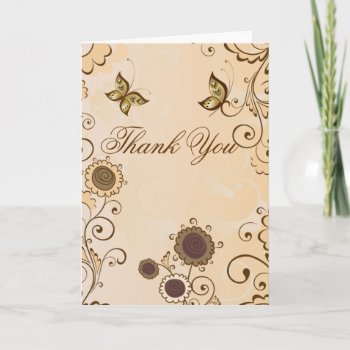 Brown And Floral Thank You Card by esoticastore at Zazzle