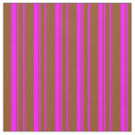 [ Thumbnail: Brown and Fuchsia Stripes Fabric ]