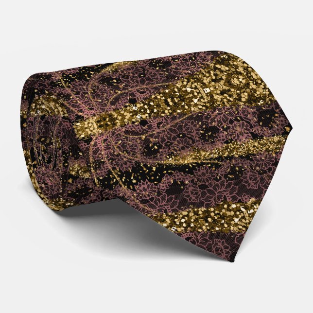 BROWN AND GLITTER  NECK TIE (Rolled)