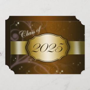 Brown and Gold 2025 Graduation Party Invitation