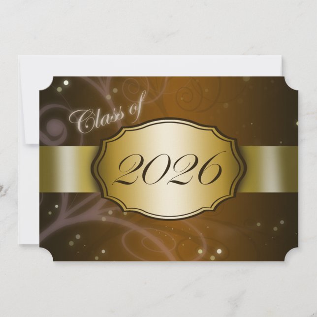 Brown and Gold 2026 Graduation Invitation (Front)