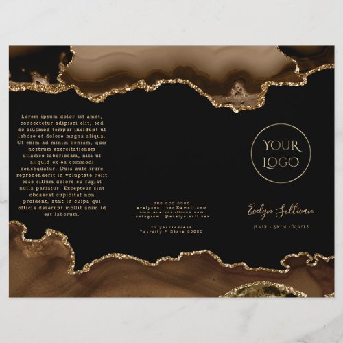 brown and gold agate brochure