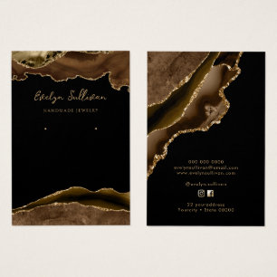 Brown and gold agate jewelry display card