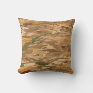 Brown and Gold Camouflage Throw Pillow