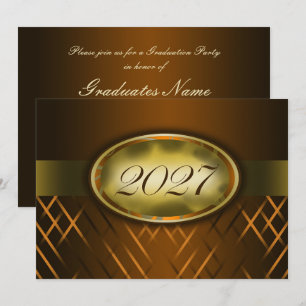 Brown and Gold Class of 2027 Party Invitation