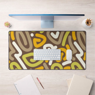 Brown and Gold Earthy Loop Doodle Pattern Desk Mat