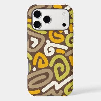 Brown and Gold Earthy Loop Doodle Pattern iPhone 17 Pro Max Case