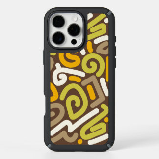 Brown and Gold Earthy Loop Doodle Pattern iPhone 16 Pro Max Case