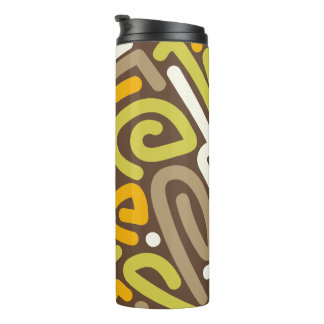 Brown and Gold Earthy Loop Doodle Pattern Thermal Tumbler